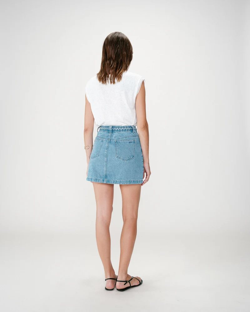 Jupe courte en jean taille haute lightblue Whitney
