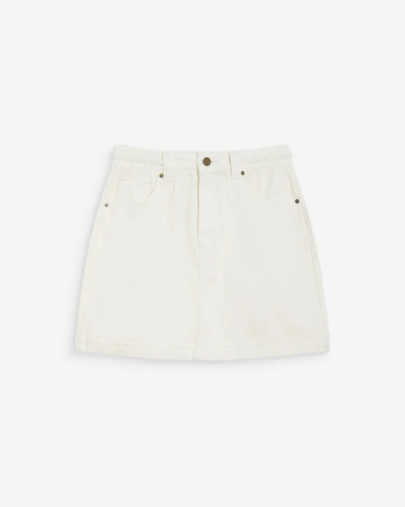 Jupe courte en jean taille haute ecru Whitney