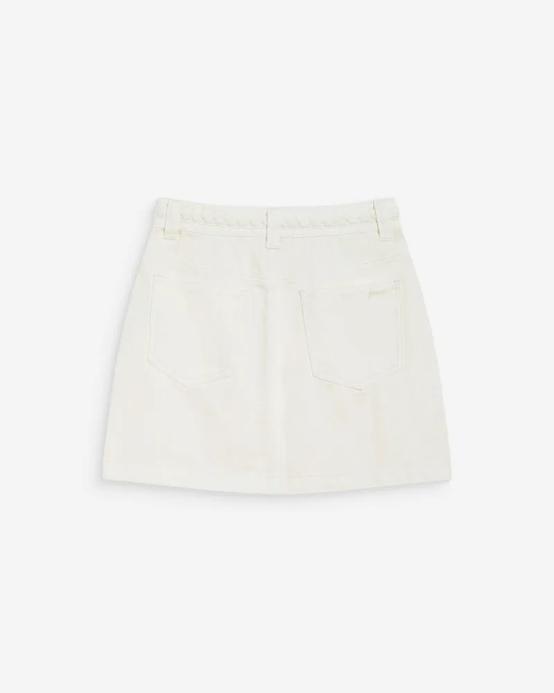 Jupe courte en jean taille haute ecru Whitney
