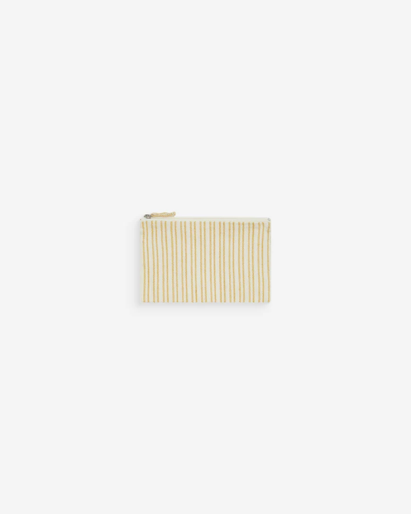 Pochette zippée en coton rayée jaune Wilene