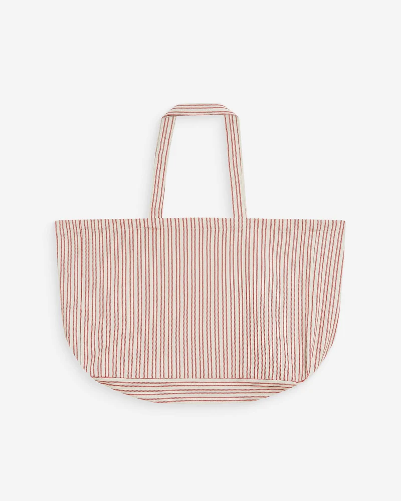 Tote bag large en coton rayé rouge Wanda