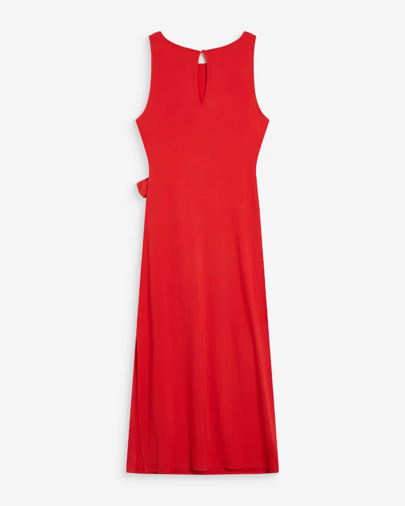 Robe longue drapée taille à nouer rouge Wyla