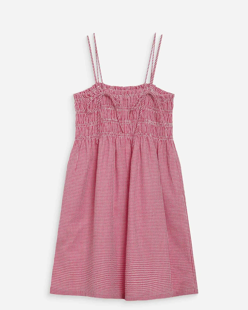 Robe courte en coton à carreaux vichy rouge Willa