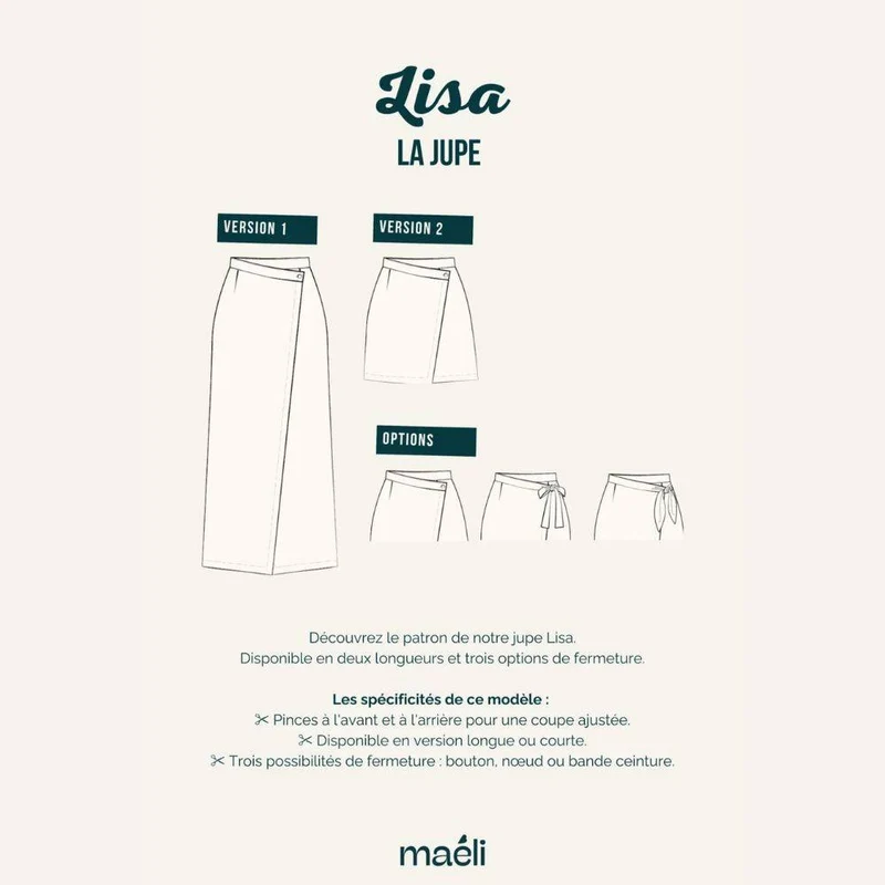 PATRON DE COUTURE PDF | Jupe Portefeuille Lisa | Maéli Paris | BILINGUE (FR / EN)