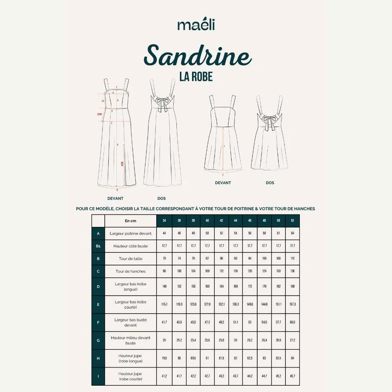 PATRON DE COUTURE PDF | Robe Sandrine | Maéli Paris | FRANÇAIS SEULEMENT