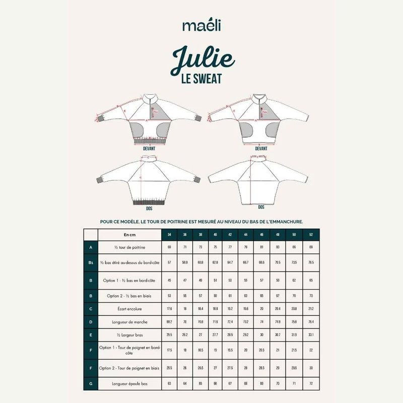 PATRON DE COUTURE PDF | Sweatshirt Julie | Maéli Paris | FRANÇAIS SEULEMENT