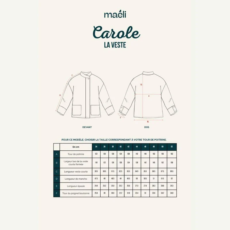 PATRON DE COUTURE PDF | Veste Carole | Maéli Paris | BILINGUE (FR / EN)