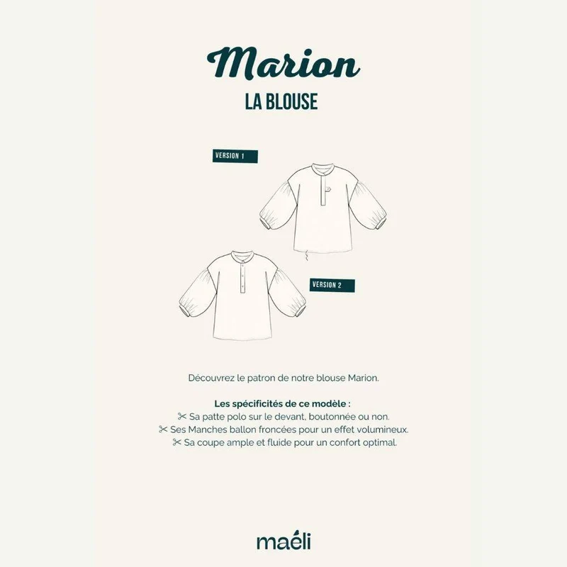 PATRON DE COUTURE PDF | Blouse Marion | Maéli Paris | BILINGUE (FR / EN)