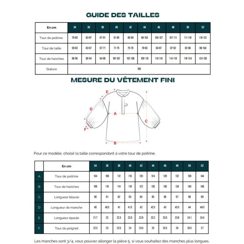 PATRON DE COUTURE PDF | Blouse Marion | Maéli Paris | BILINGUE (FR / EN)