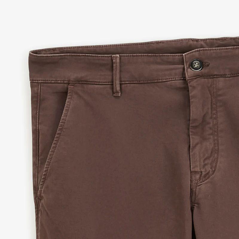 Pantalon coupe confort coton stretch marron 702