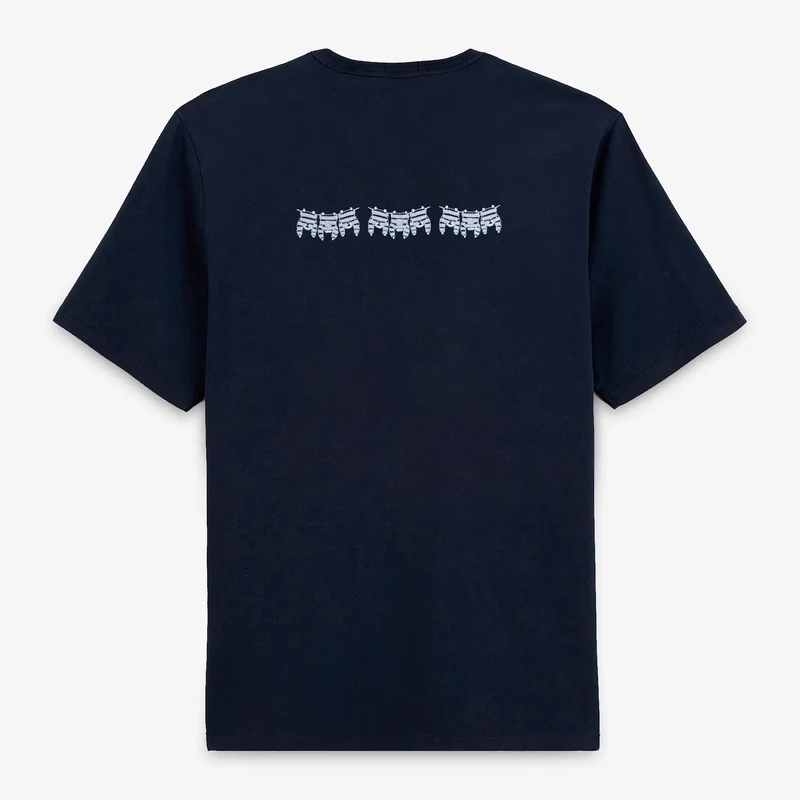 T-shirts col rond Théo en coton bleu marine avec broderie dos