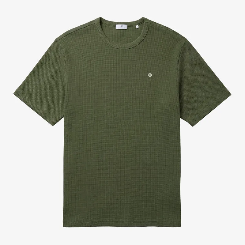 T-shirt col rond en coton gaufré Théo vert militaire