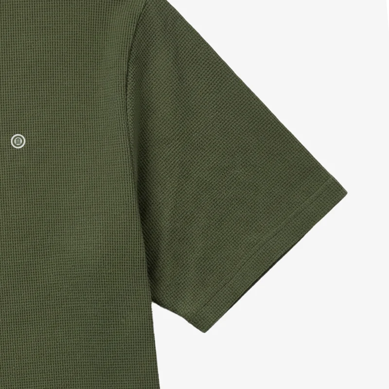 T-shirt col rond en coton gaufré Théo vert militaire