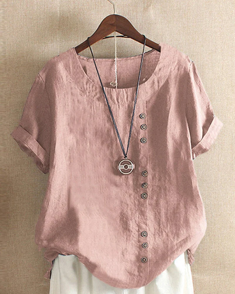 Lena Blouse Femme – Blouse Légère en Lin avec Boutonnage & Look Naturel