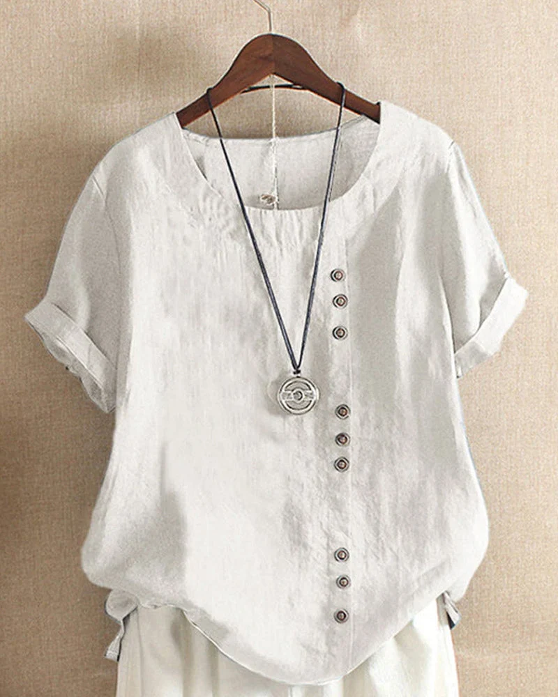 Lena Blouse Femme – Blouse Légère en Lin avec Boutonnage & Look Naturel