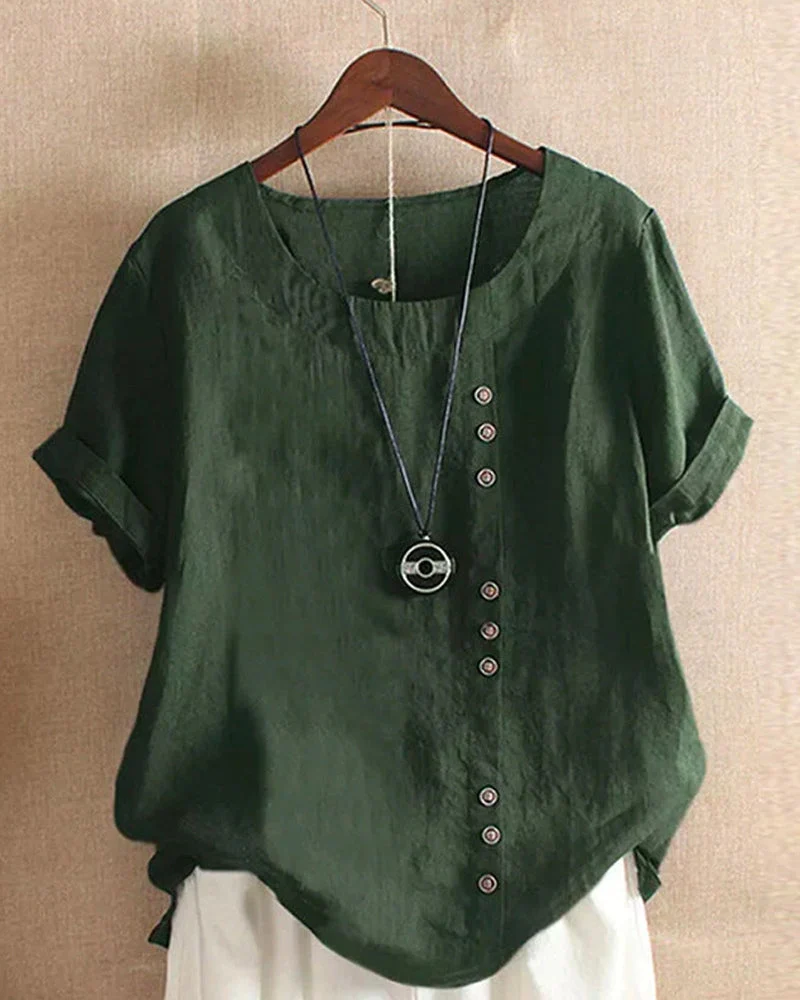 Lena Blouse Femme – Blouse Légère en Lin avec Boutonnage & Look Naturel