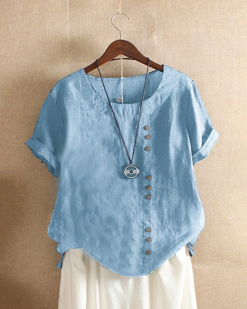 Lena Blouse Femme – Blouse Légère en Lin avec Boutonnage & Look Naturel