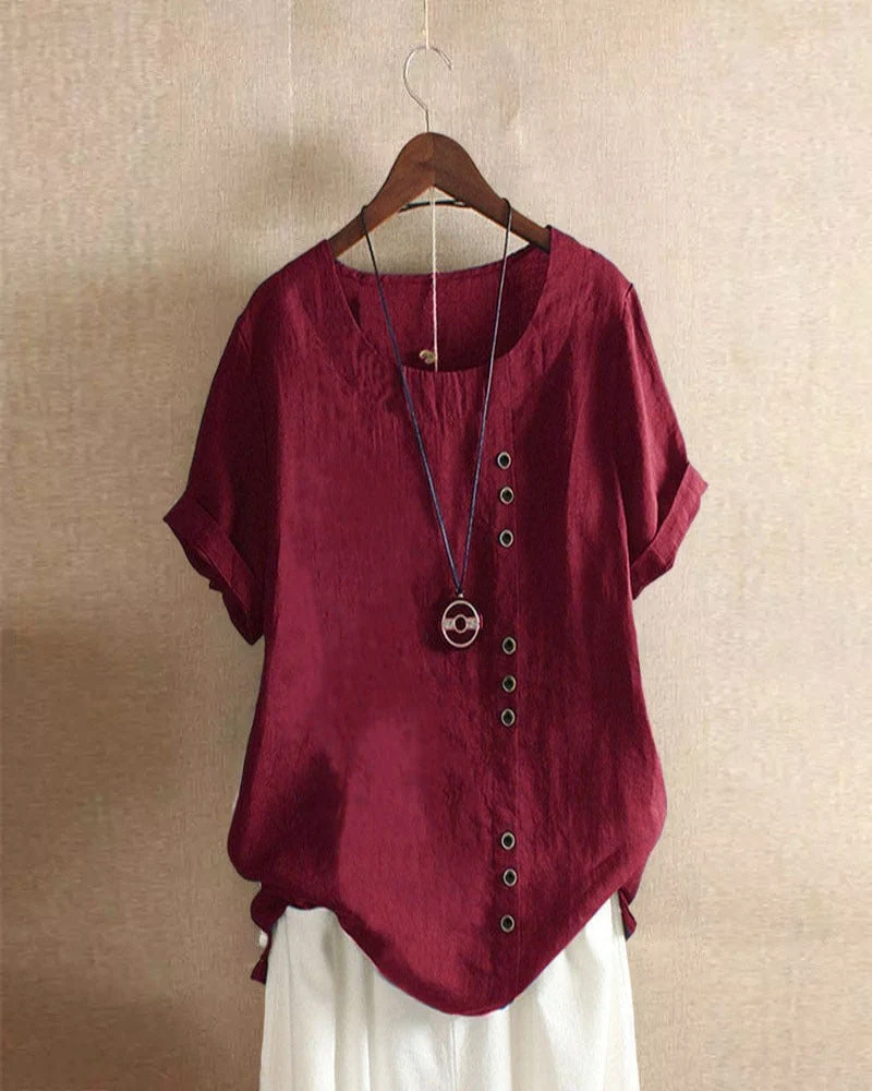 Lena Blouse Femme – Blouse Légère en Lin avec Boutonnage & Look Naturel