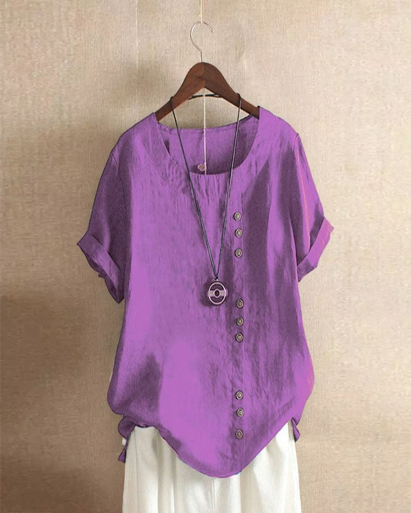 Lena Blouse Femme – Blouse Légère en Lin avec Boutonnage & Look Naturel