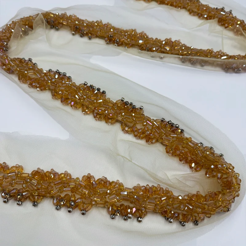 Galon Brodé, Perles Strass - Aurea