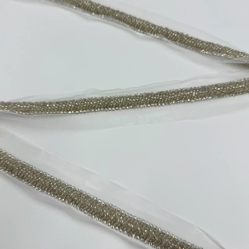 Galon Brodé, Perles et Strass - Argent, Ziano