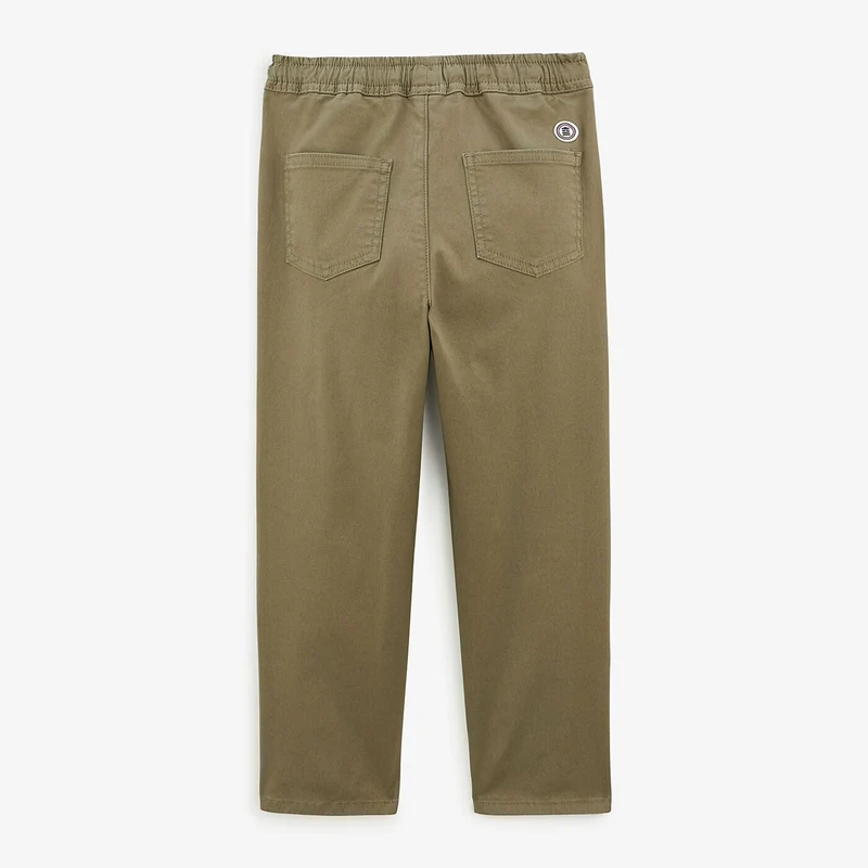 Chino 734 garçon avec taille élastiquée vert militaire coupe droite confort