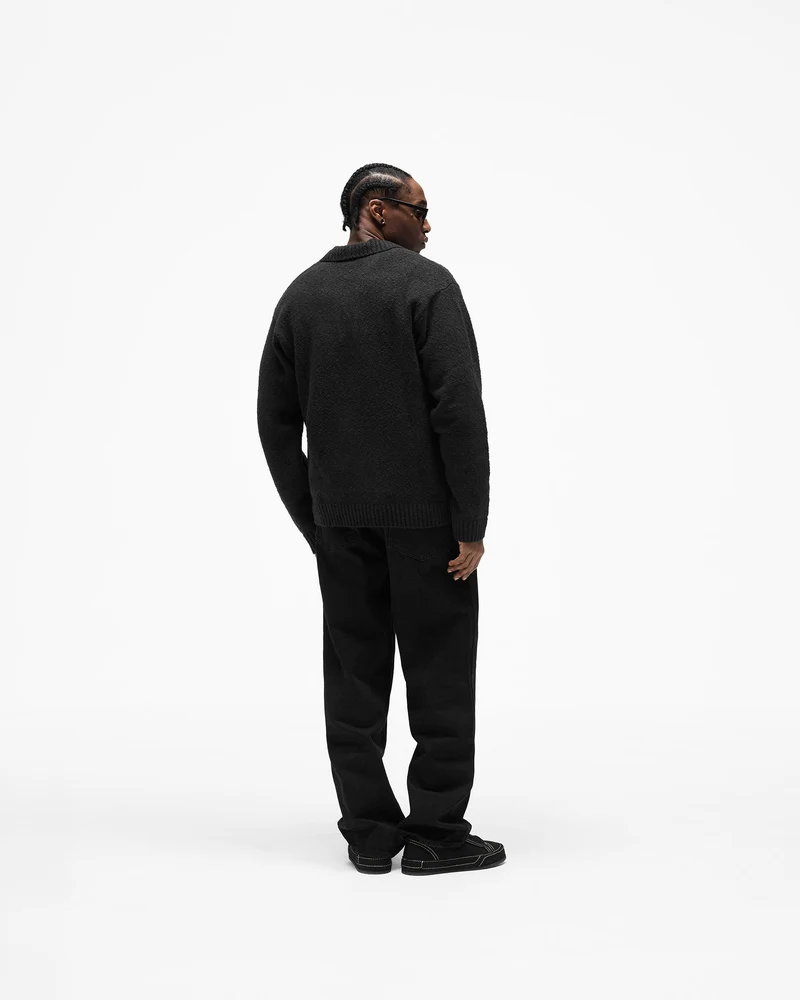Knitted Boucle Polo - Jet Black