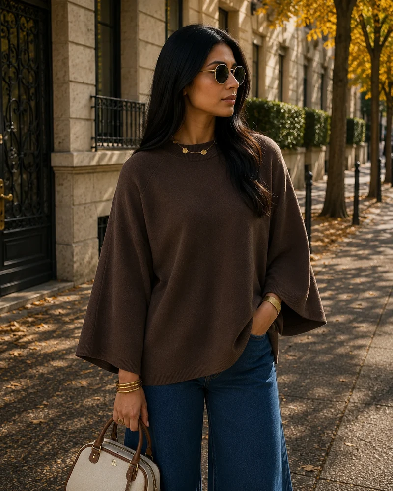 Marlowe T-Shirt en Maille Femme – Coupe Ample, Manches Mi-Longues & Col Rond