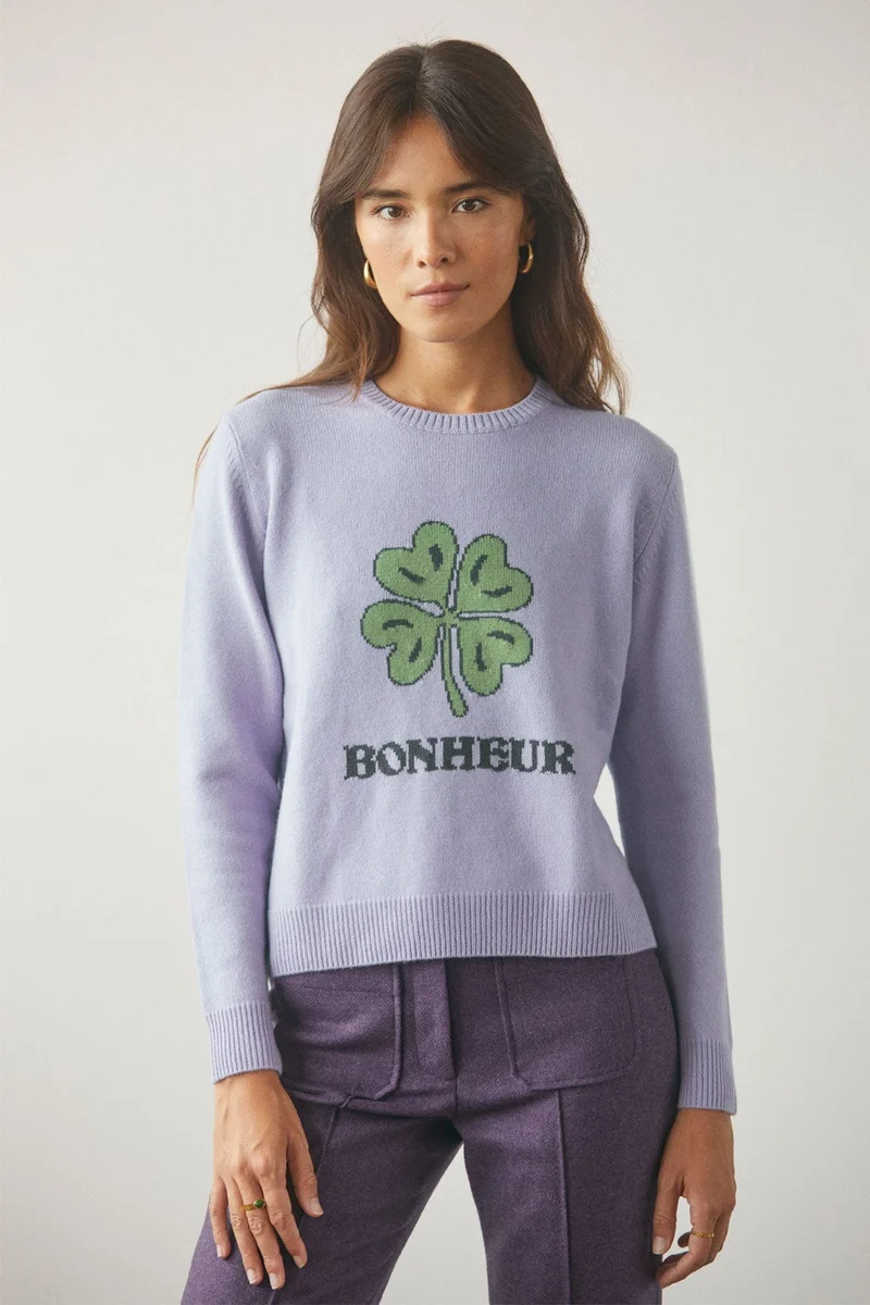 Pull Bonheur Violet en laine