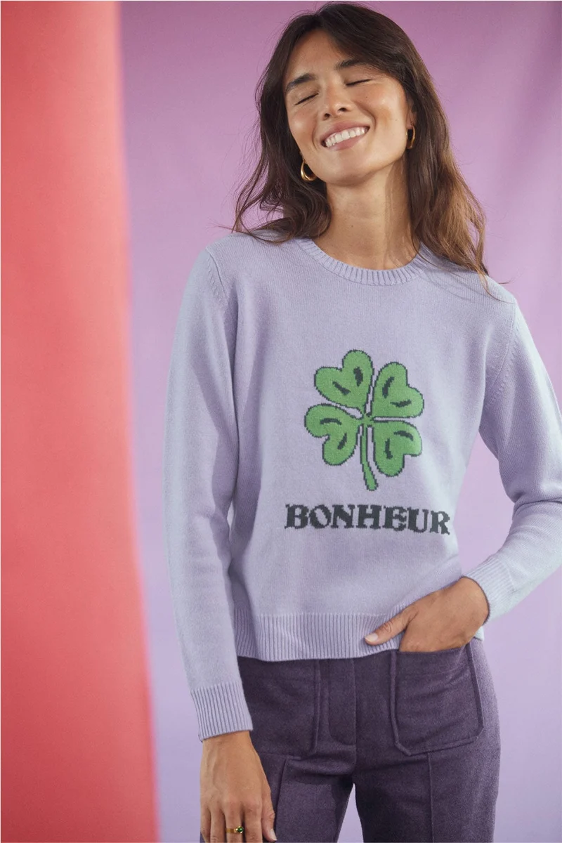 Pull Bonheur Violet en laine