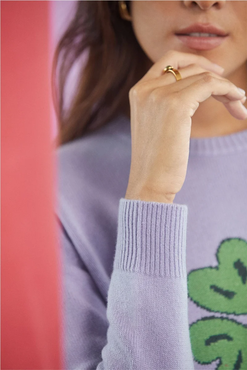 Pull Bonheur Violet en laine