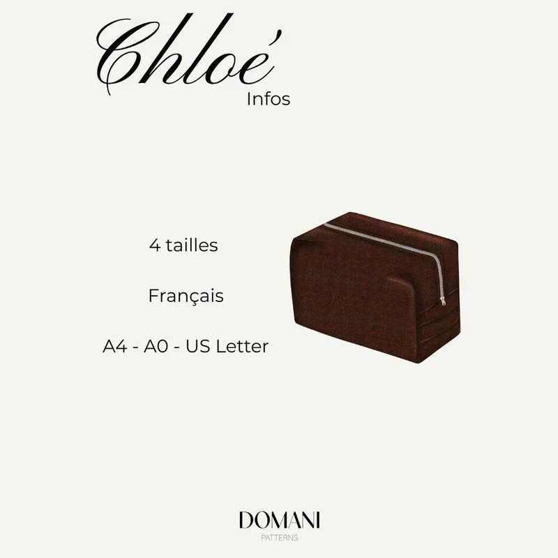 PATRON DE COUTURE PDF | Pochette zippée Chloé | Domani | FRANÇAIS SEULEMENT