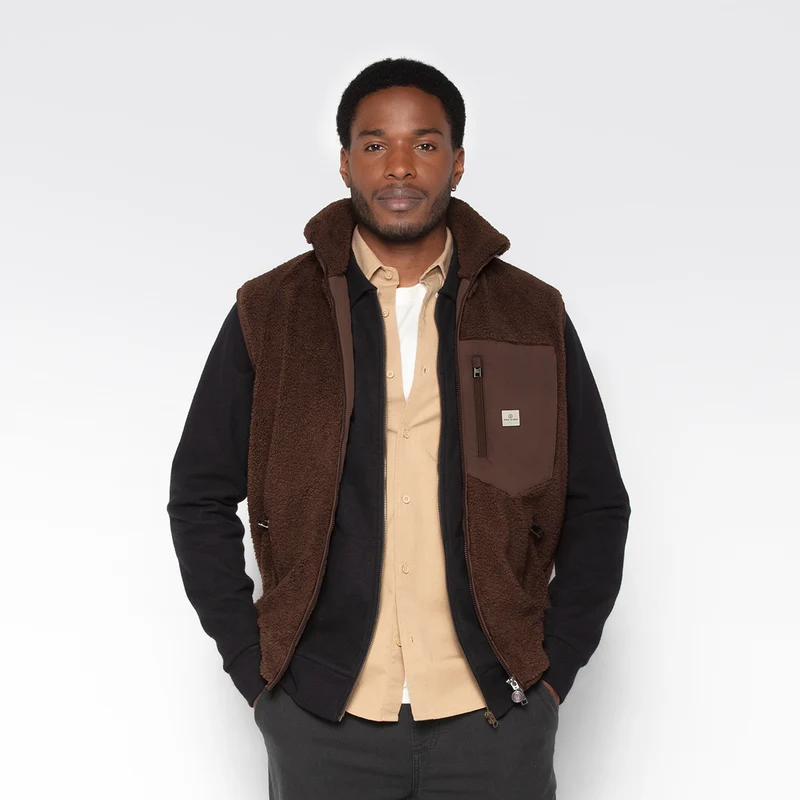 Gilet polaire sherpa sans manches marron Montréal SBPLAY
