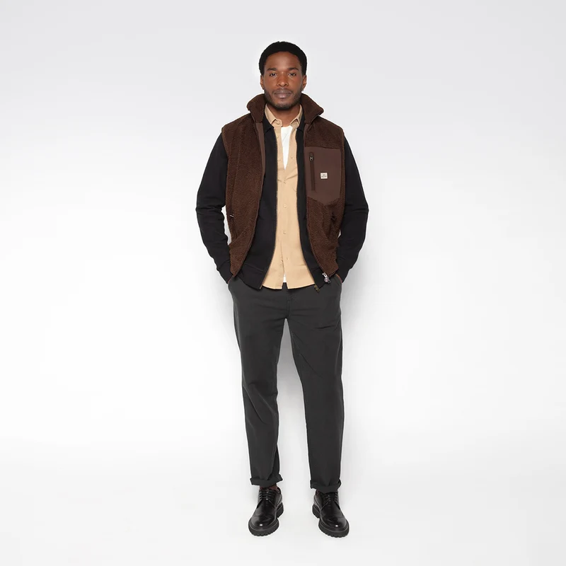 Gilet polaire sherpa sans manches marron Montréal SBPLAY