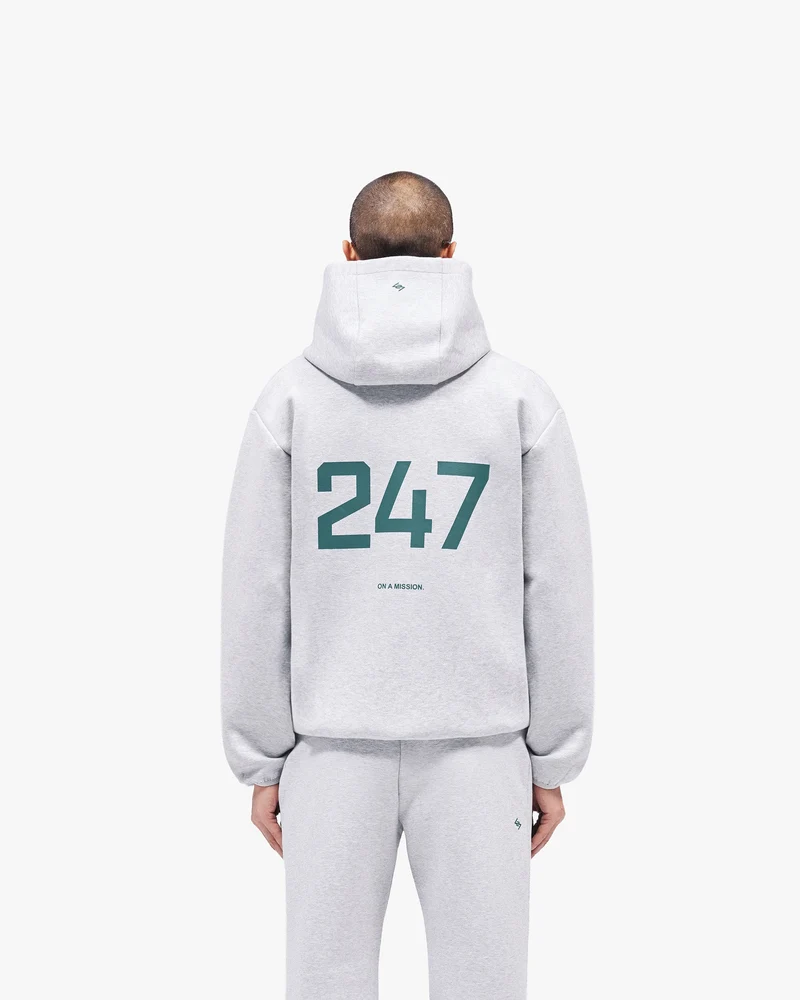 247 Form Zip Hoodie - Grey Marl
