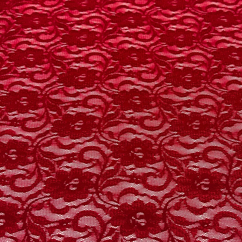 Tissu Maille Dentelle, Stretch - Belladonna
