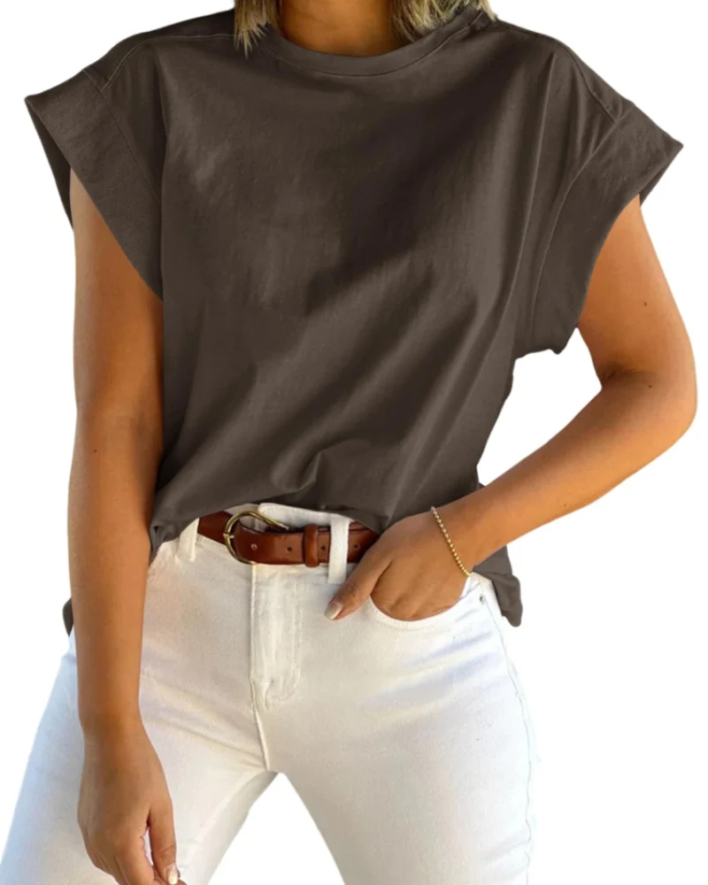 Nolwenn T-Shirt Femme – Haut Ample à Manches Courtes et Col Rond