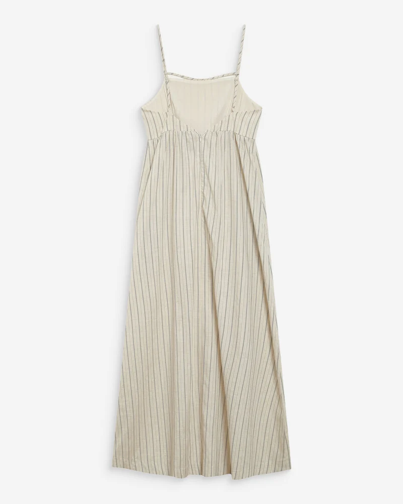 Robe longue rayée dos nu à fines bretelles sable Wyna