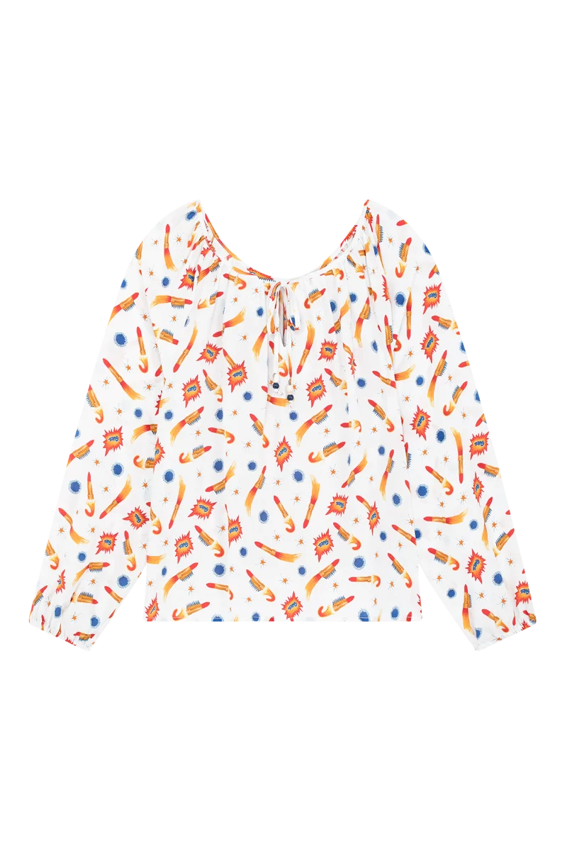 Blouse Radieuse en soie Rocket Lipstick Blanc