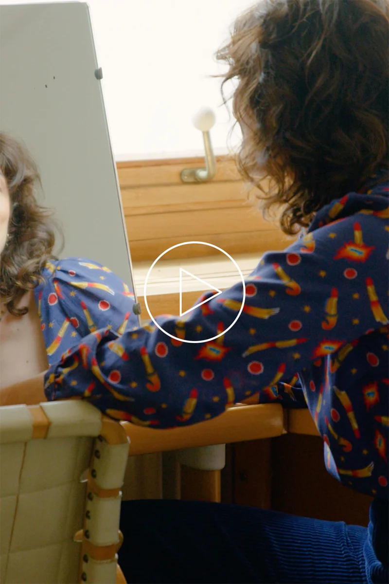 Blouse Bohémienne Rocket Lipstick Bleu
