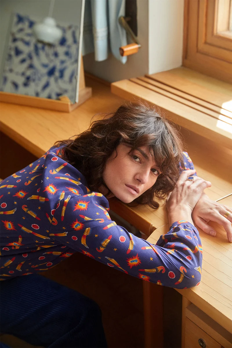 Blouse Bohémienne Rocket Lipstick Bleu