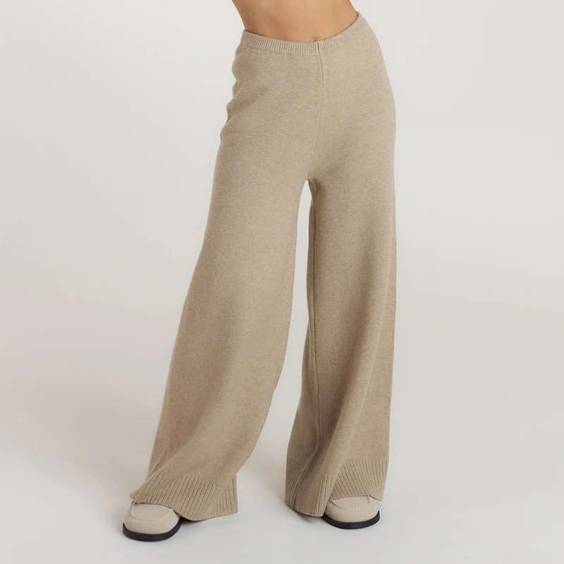 Pantalon à Ourlet en Maille - Vison
