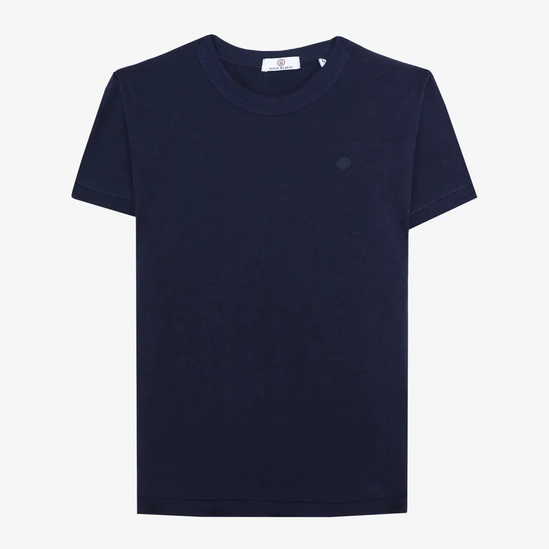 T-shirt garçon en jersey de coton bleu marine