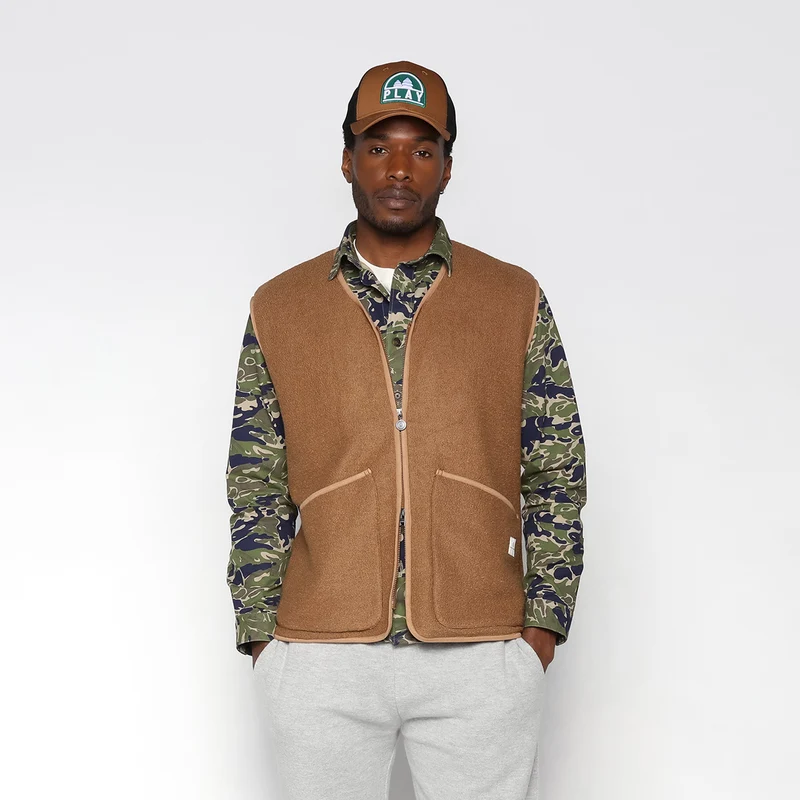 Veste polaire sans manches beige Worker SBPLAY