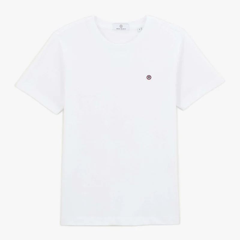 T-shirt manches courtes garçon à col rond en coton blanc