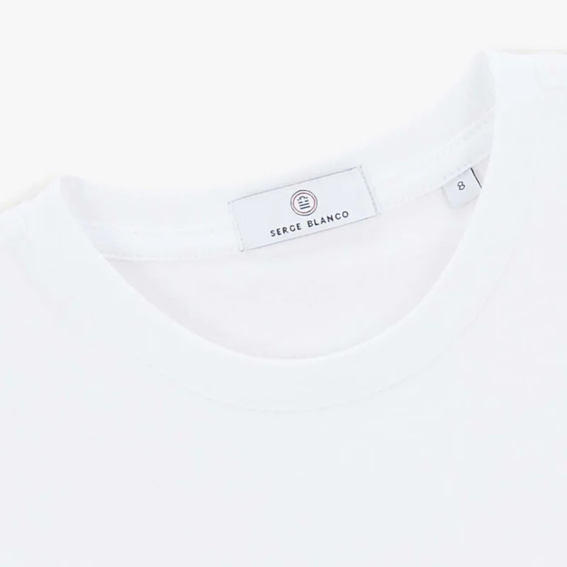 T-shirt manches courtes garçon à col rond en coton blanc