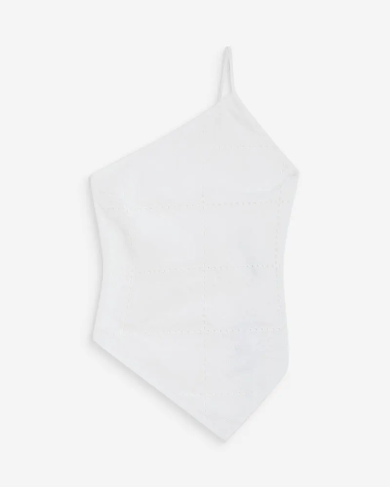 Top en coton brodé asymétrique dos nu white Waiting