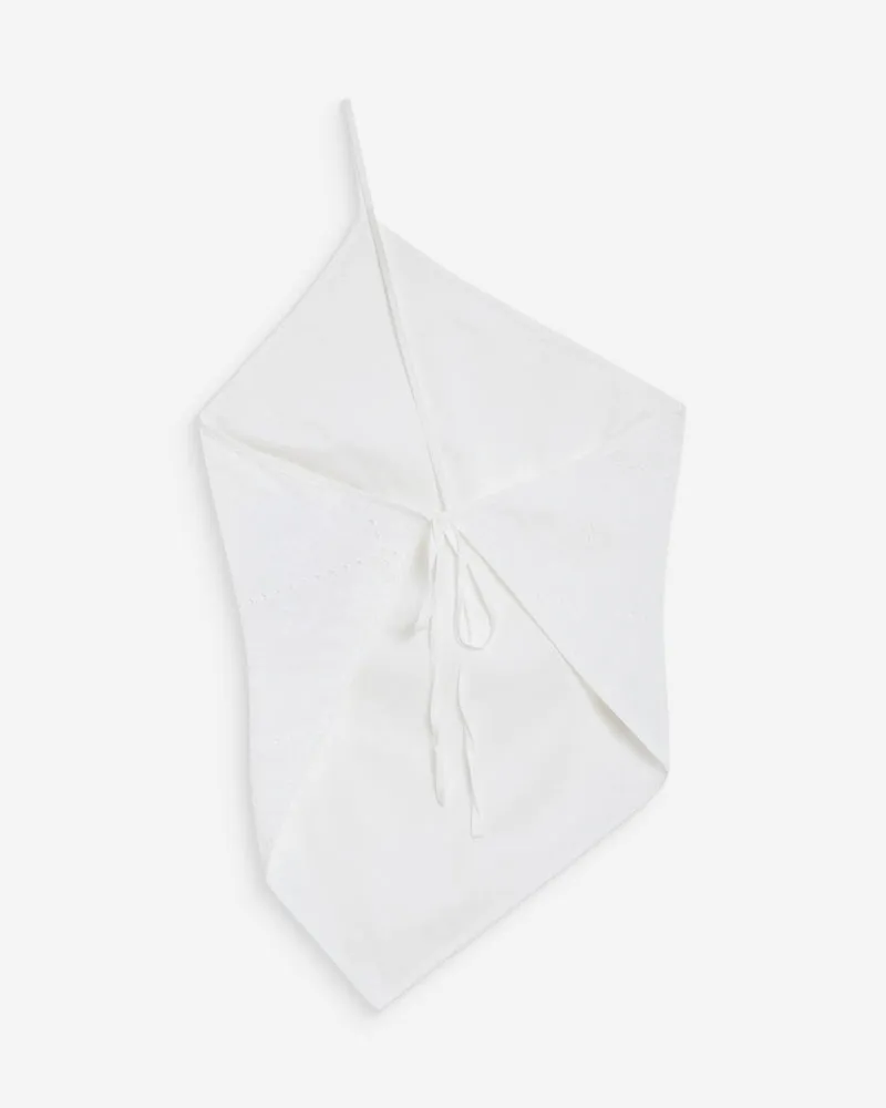 Top en coton brodé asymétrique dos nu white Waiting