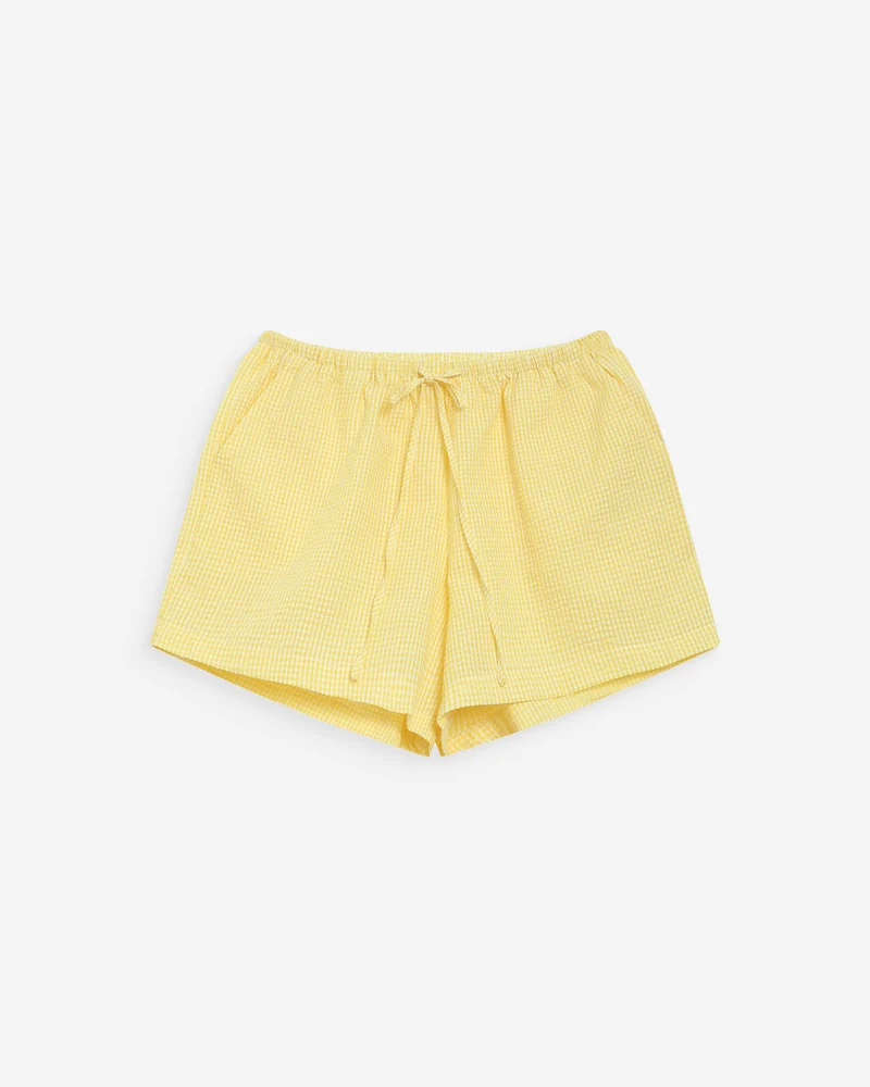 Short en coton à carreaux vichy jaune Waylen