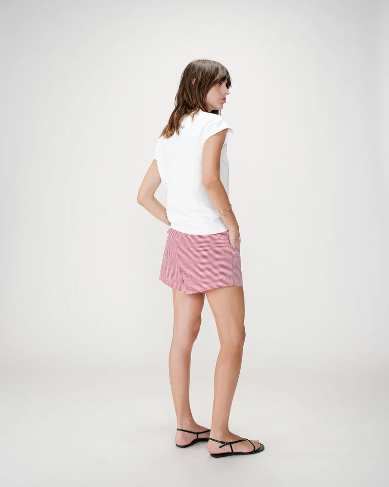 Short en coton à carreaux vichy rouge Waylen